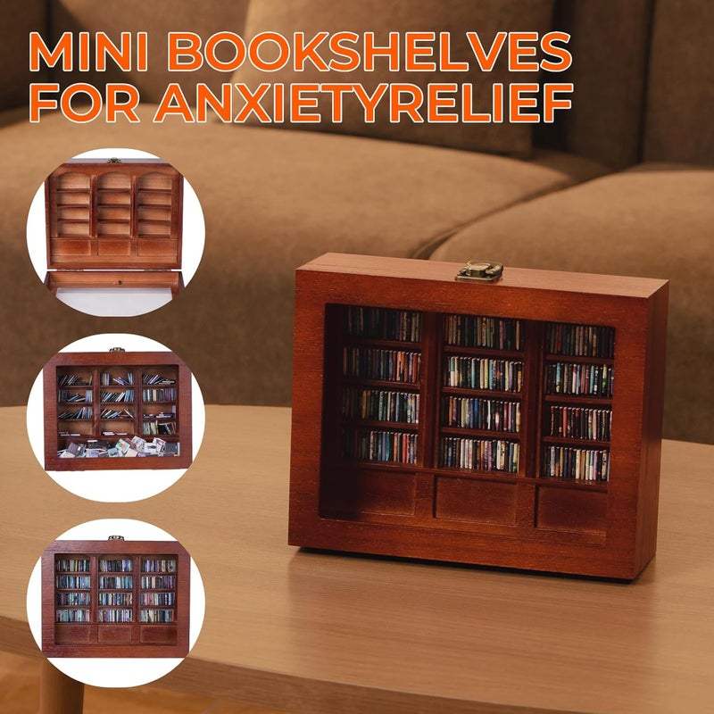 BBVCX Anxiety Bookshelf | Get rid of Your Anxiety,Home & Office Décor for Book Lovers ,Miniature Book Matchbox Display Cabinet, Creative Ornaments, Stress-Relieving Gifts for Family and Friends - Image 5